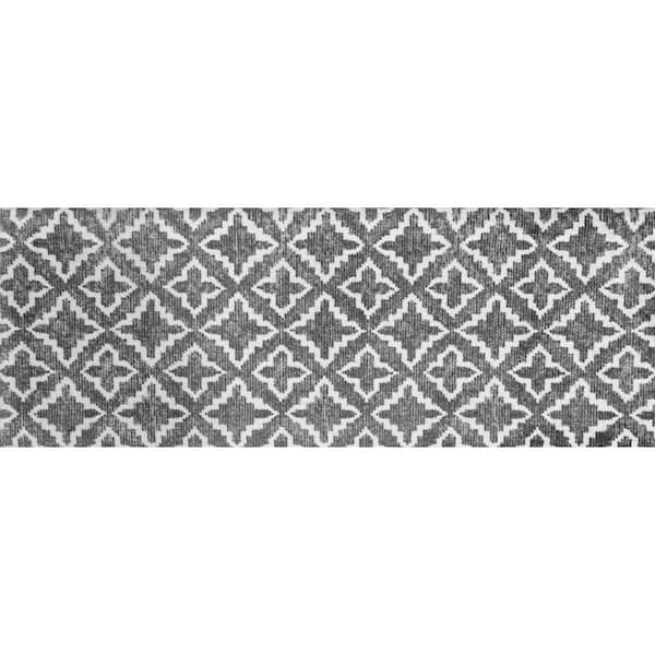 Studio 67 Maltese 2.29 ft. x 6.25 ft. Gray and White Geometric Runner Rug