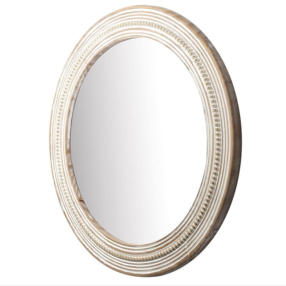 24 In W X 24 In H Rustic Round Wood Mirror TG249223 The Home Depot   Wall Mirrors Tg249223 64 1000 