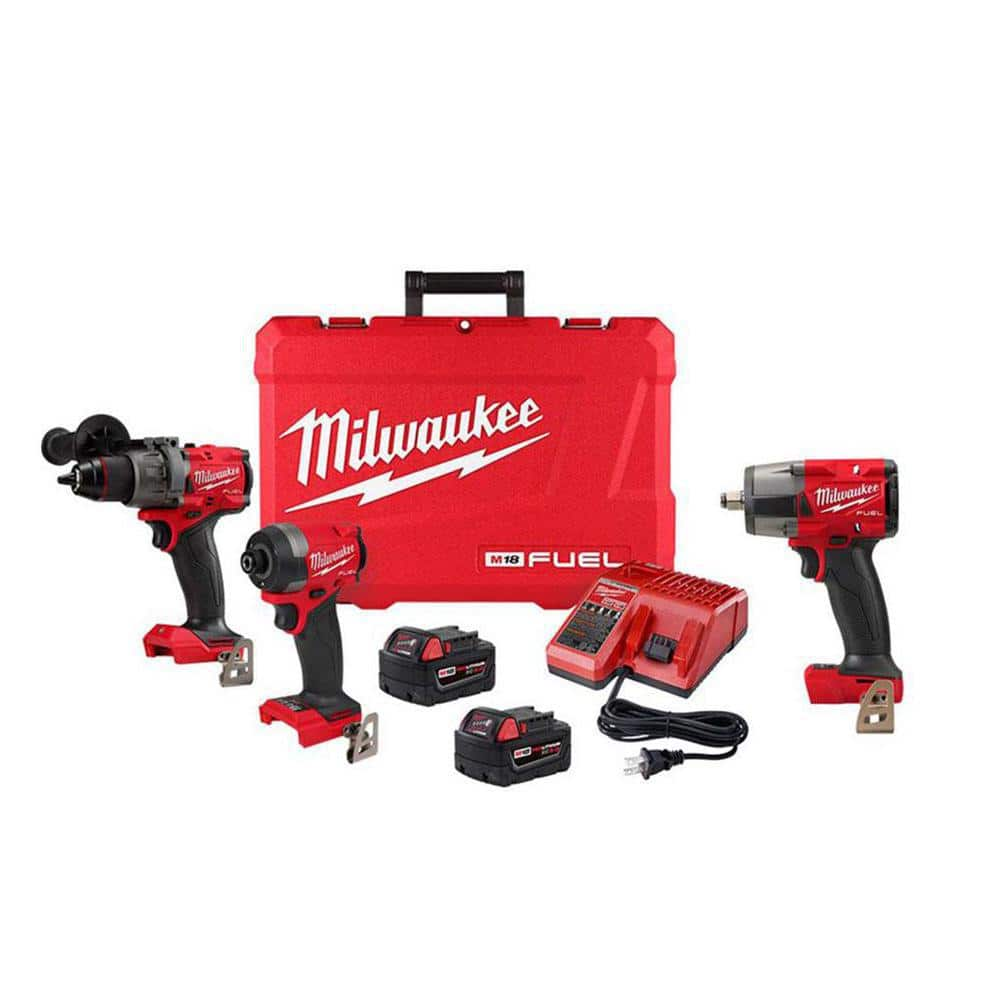 M18 FUEL 18-V Lithium-Ion Brushless Cordless Hammer Drill/Impact Driver Combo Kit (2-Tool) with 1/2 in. Impact Wrench -  Milwaukee, 3697-22-2962