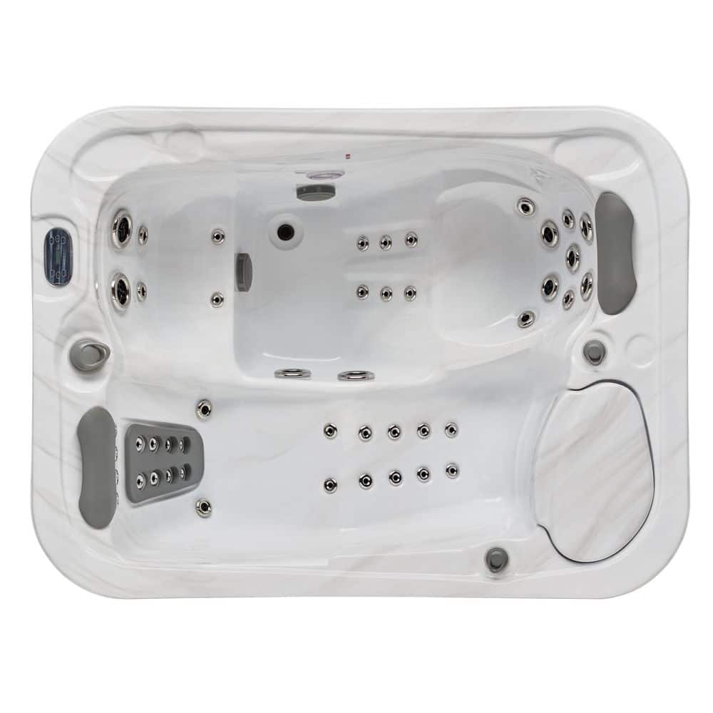 Gray Acrylic 3-Person Rectangular Hot Tub with LED Lighting