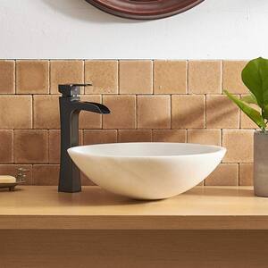 Single Hole Single-Handle Waterfall Vessel Bathroom Faucet with Pop Up Drain in Oil Rubbed Bronze