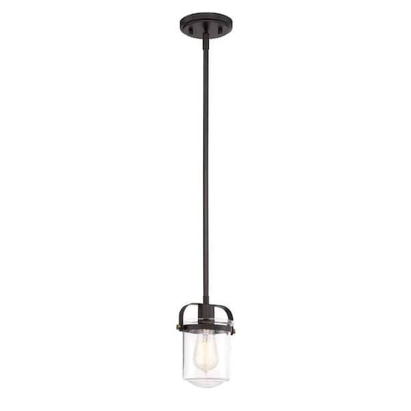 Jaxon 1-Light Oil Rubbed Bronze Mini-Pendant with Clear Glass Shade