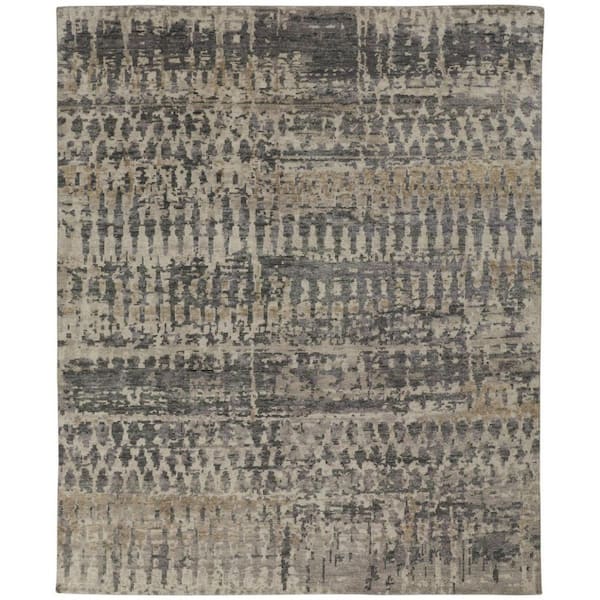 HomeRoots 4 ft. x 6 ft. Gray, Taupe, Ivory Abstract Area Rug