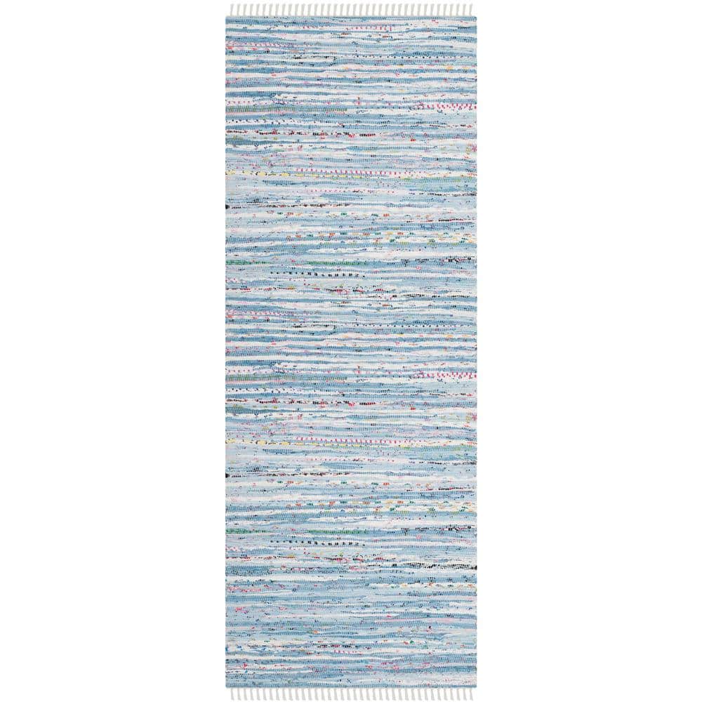 SAFAVIEH Rag Rug Light Blue/Multi 2 ft. x 5 ft. Striped Runner Rug RAR125A25 The Home Depot