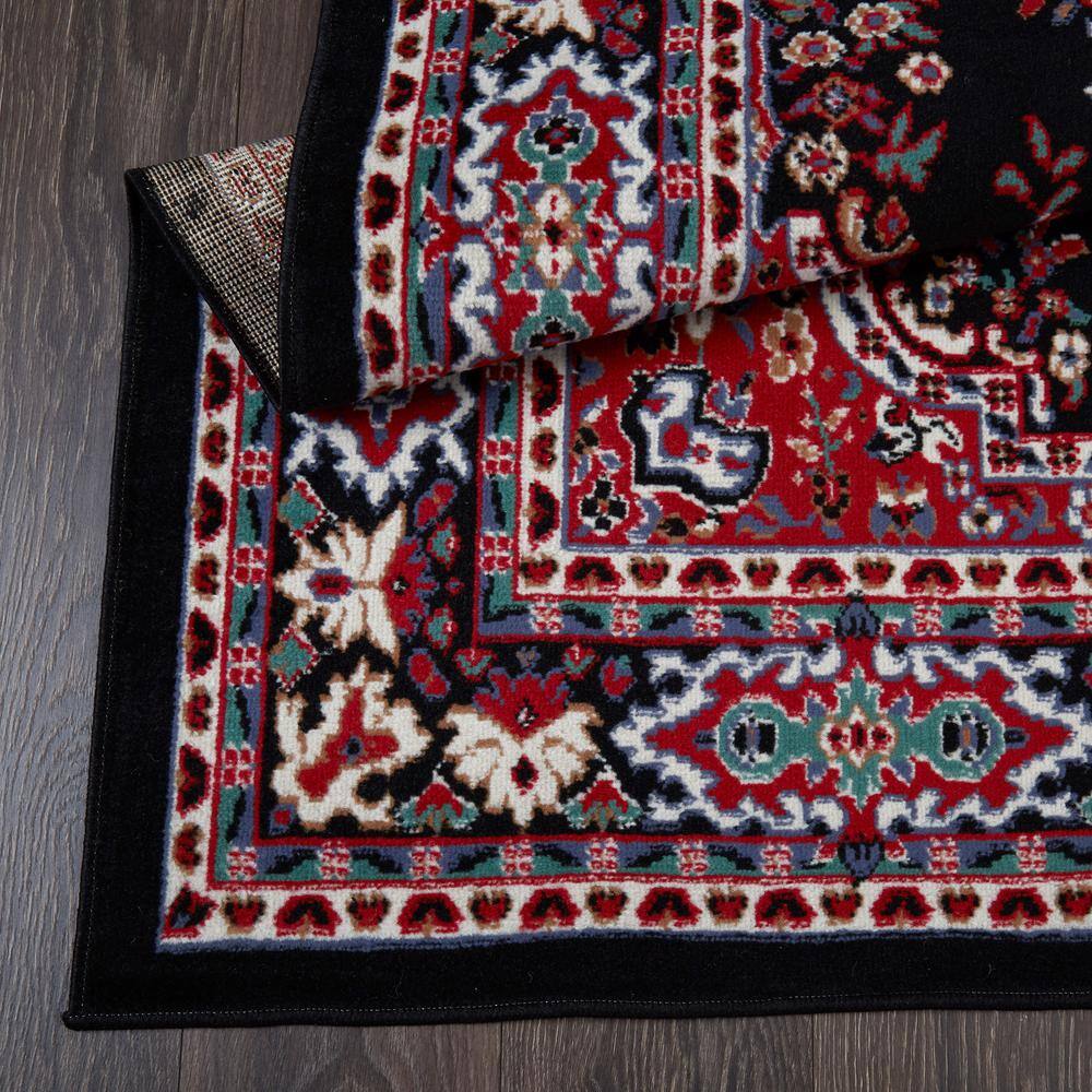 Classic Persian Style Black and Red Synthetic Area Rug Set