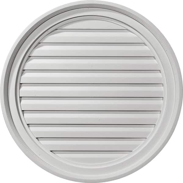 Ekena Millwork 24 in. x 24 in. Round Primed Polyurethane Paintable Gable Louver Vent Functional