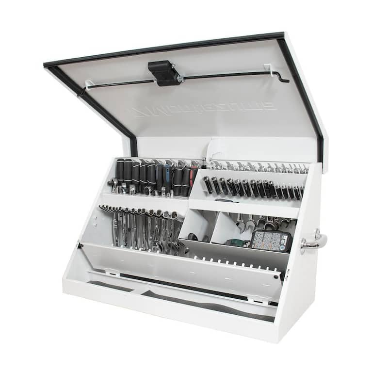 31 in. W x 16 in. D Portable White Triangle Top Tool Chest for Sockets, Wrenches and Screwdrivers