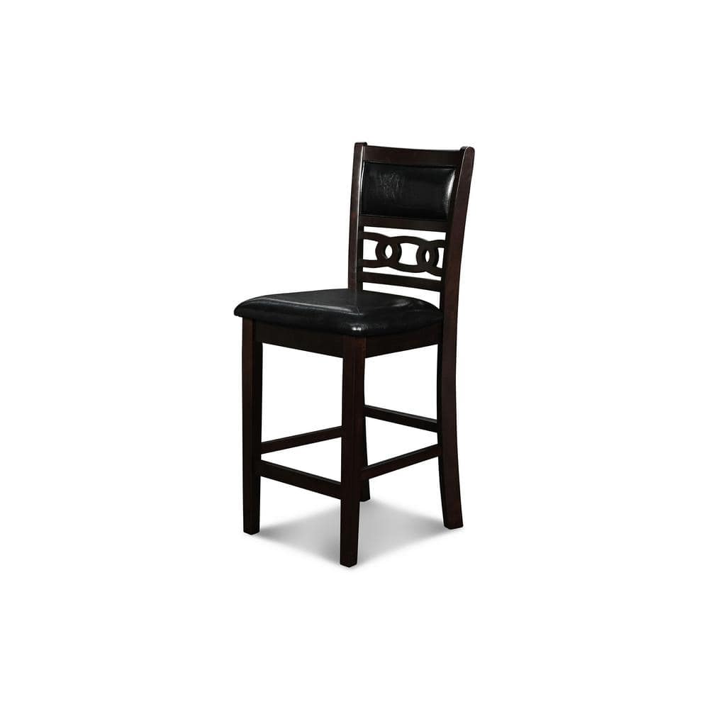 Ebony Round Transitional Wood Pub Table with 4 Chairs