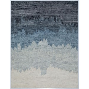 Blue 7 ft. x 9 ft. Abstract Wool Area Rug