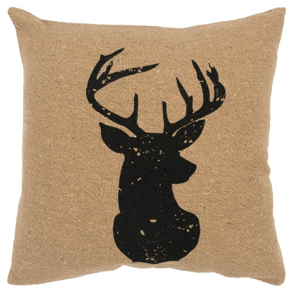 Designart Beautiful Deer With Big Horns - Animal Throw Pillow - 18x18