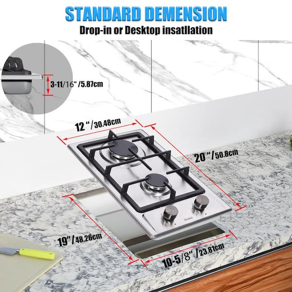 Xspracer LuxeChef 12 Burners Gas Recessed Cooktop in Silver