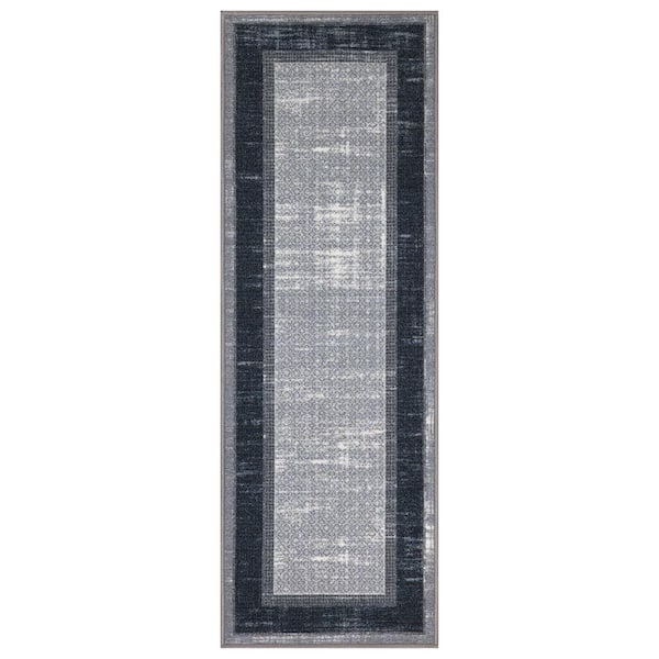 Ottohome Collection Non-Slip Rubberback Bordered 2x5 Indoor Runner Rug, 1  ft. 8 in. x 4 ft. 11 in., Gray
