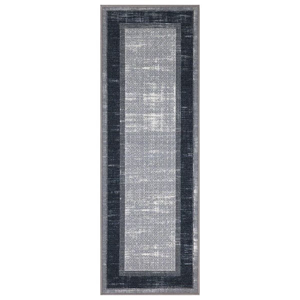 Ottomanson Ottohome Collection NonSlip Rubberback Bordered Design 2x5 Indoor Runner Rug, 1 ft