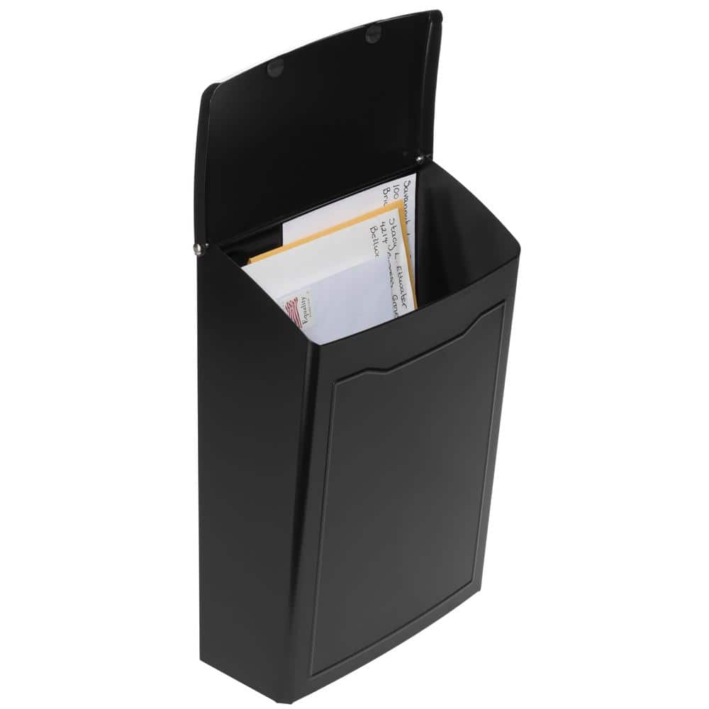 Black Galvanized Steel Wall Mount Mailbox with Embossed Front