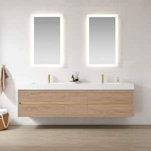 Palencia 84 in.W x 19.7 in.D x 23.6 in.H Double Bath Vanity in N.American Oak with White Composite Stone Top