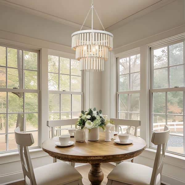 Zevni Modern 18.5 in. 3-Light Antique White Wooden