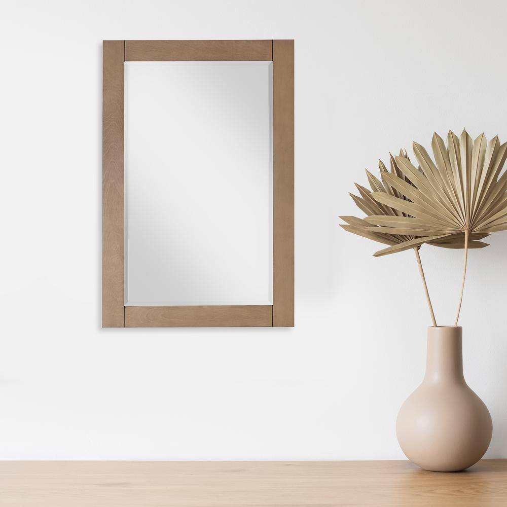 Ivy 36" x 24" Brown Pine Rectangular Bathroom Mirror
