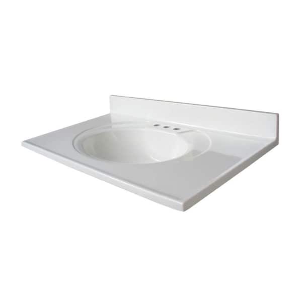 Glacier Bay Newport 37 in. Cultured Marble Vanity Top with Sink in White