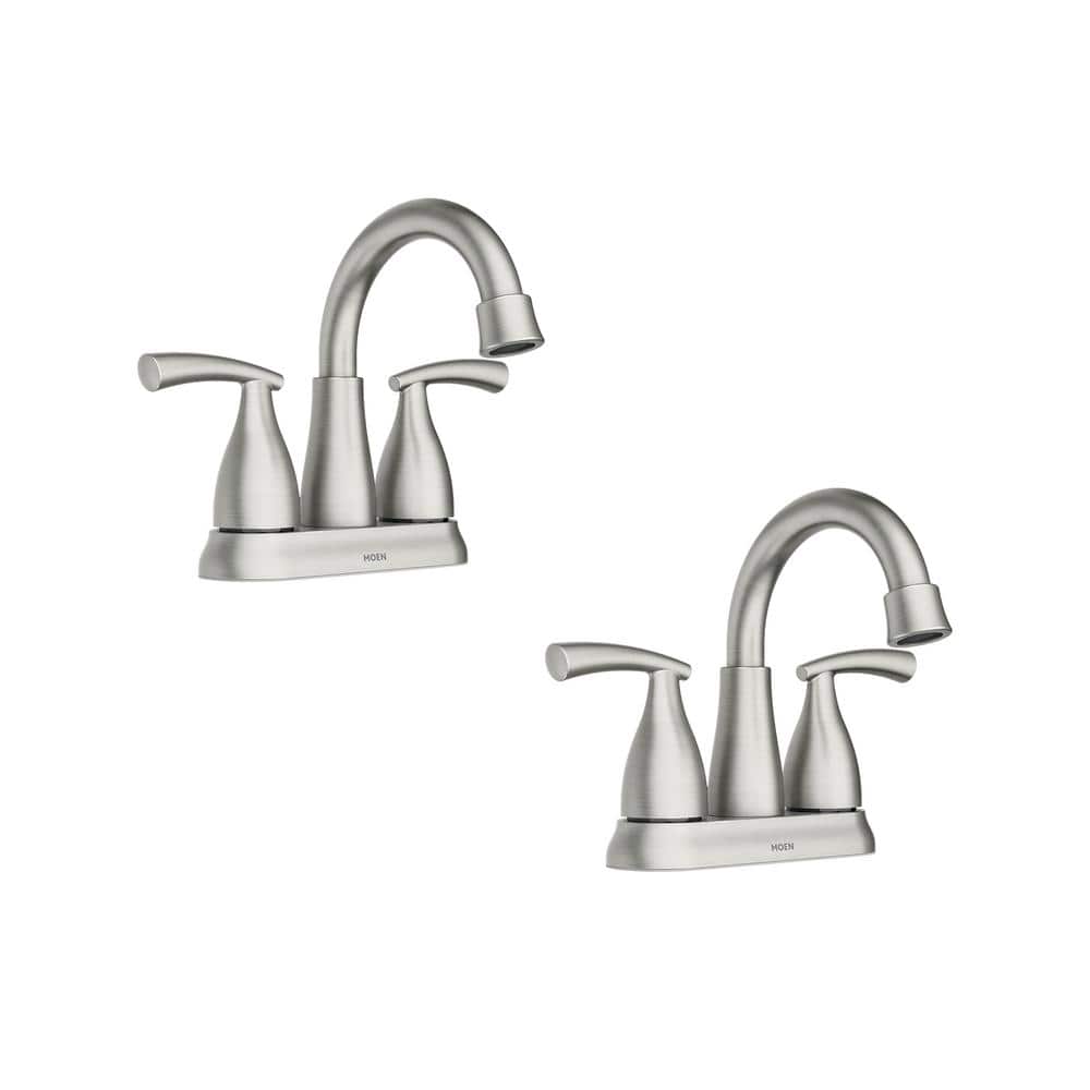 MOEN Essie 4 in. Centerset TwoHandle Bathroom Faucet with Spot Resist in Brushed Nickel (2Pack