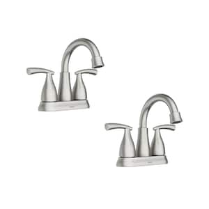 Essie 4 in. Centerset Two-Handle Bathroom Faucet with Spot Resist in Brushed Nickel (2-Pack)