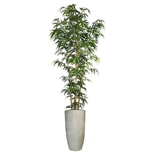 Artificial Faux Real Touch 7.17 ft. Tall Bamboo Tree with Natural Poles and Fiberstone Planter