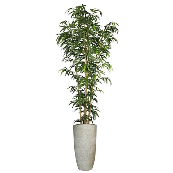 VINTAGE HOME Artificial Faux Real Touch 7.17 Feet Tall Bamboo Tree With Natural Poles and Fiberstone Planter