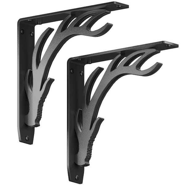 Elk Lodge Antler 10 in. L Black Steel Heavy Duty Shelf Bracket (2-Pack)