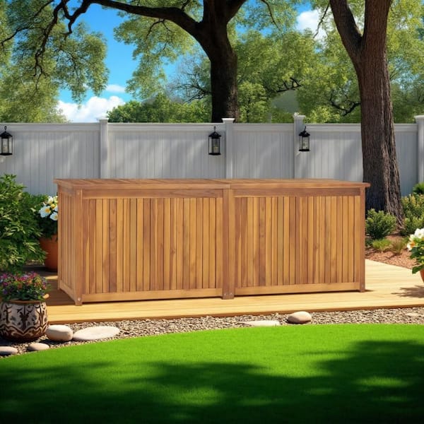 Misty 19.7 in. W x 59.1 in. D x 21.7 in. H Brown Acacia Wood Outdoor Storage Cabinet