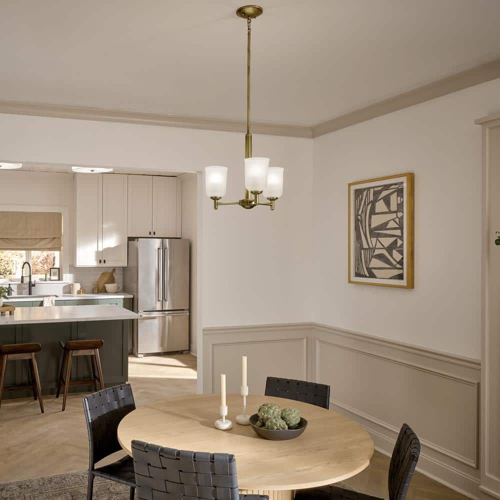 Shailene 17.5 in. 3-Light Natural Brass Transitional Shaded Cylinder Mini Chandelier for Dining Room price history on PriceWatchPro