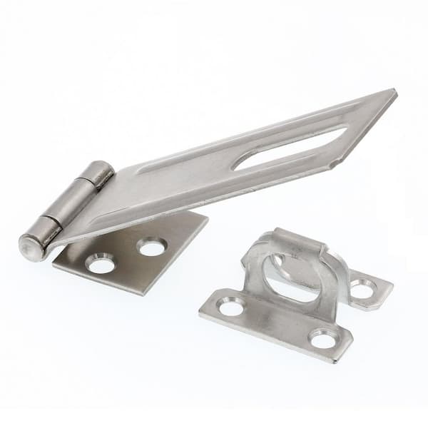 Door and Gate Safety Hasp Hinge Latch with Fixed Staple 4-3/8 inch with Screws Stainless Steel (Single Pack)