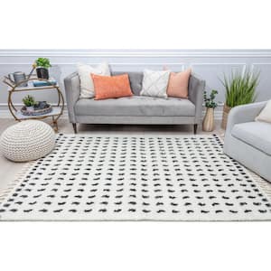 Calm Creation Dots Modern White 7 ft. x 10 ft. Area Rug