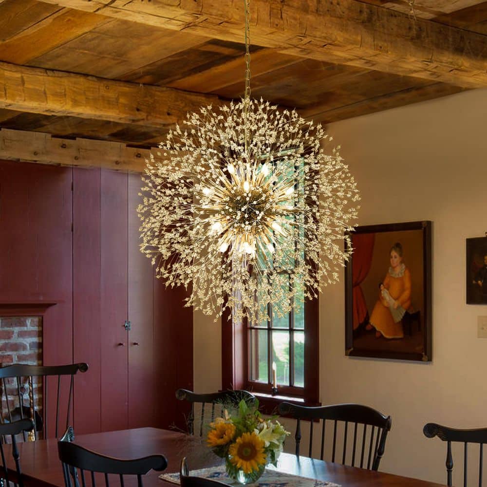 EDISLIVE Calzadyn 16-Light Gold-Chain Hung Dandelion Firework