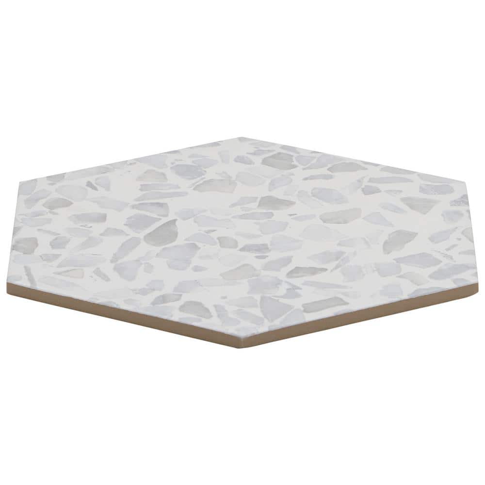 Fusion Hex Gray Terrazzo Matte Porcelain Floor and Wall Tile