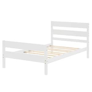41.8 in. W White Wood Frame Twin Platform Bed with Headboard and Footboard for Kids/Teens/Adults Bedroom