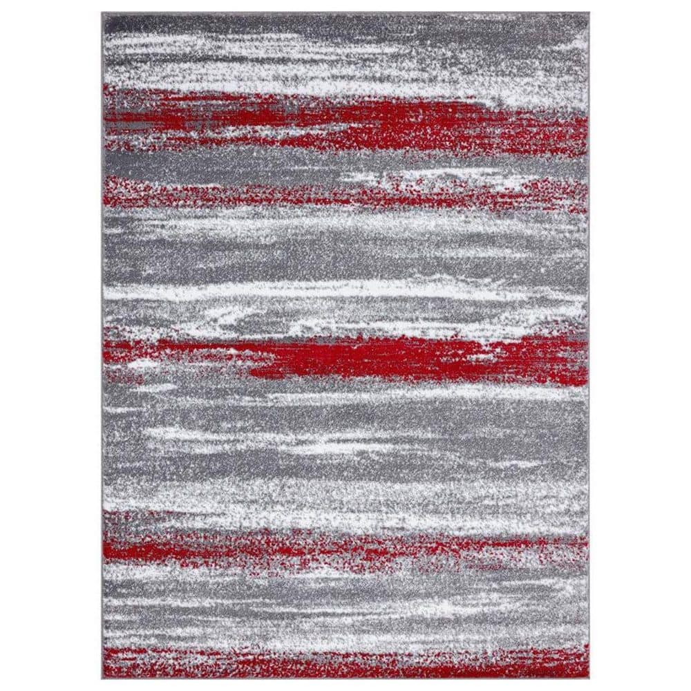 Red Polypropylene 6 ft. 5 in. x 9 ft. Abstract Indoor Area Rug