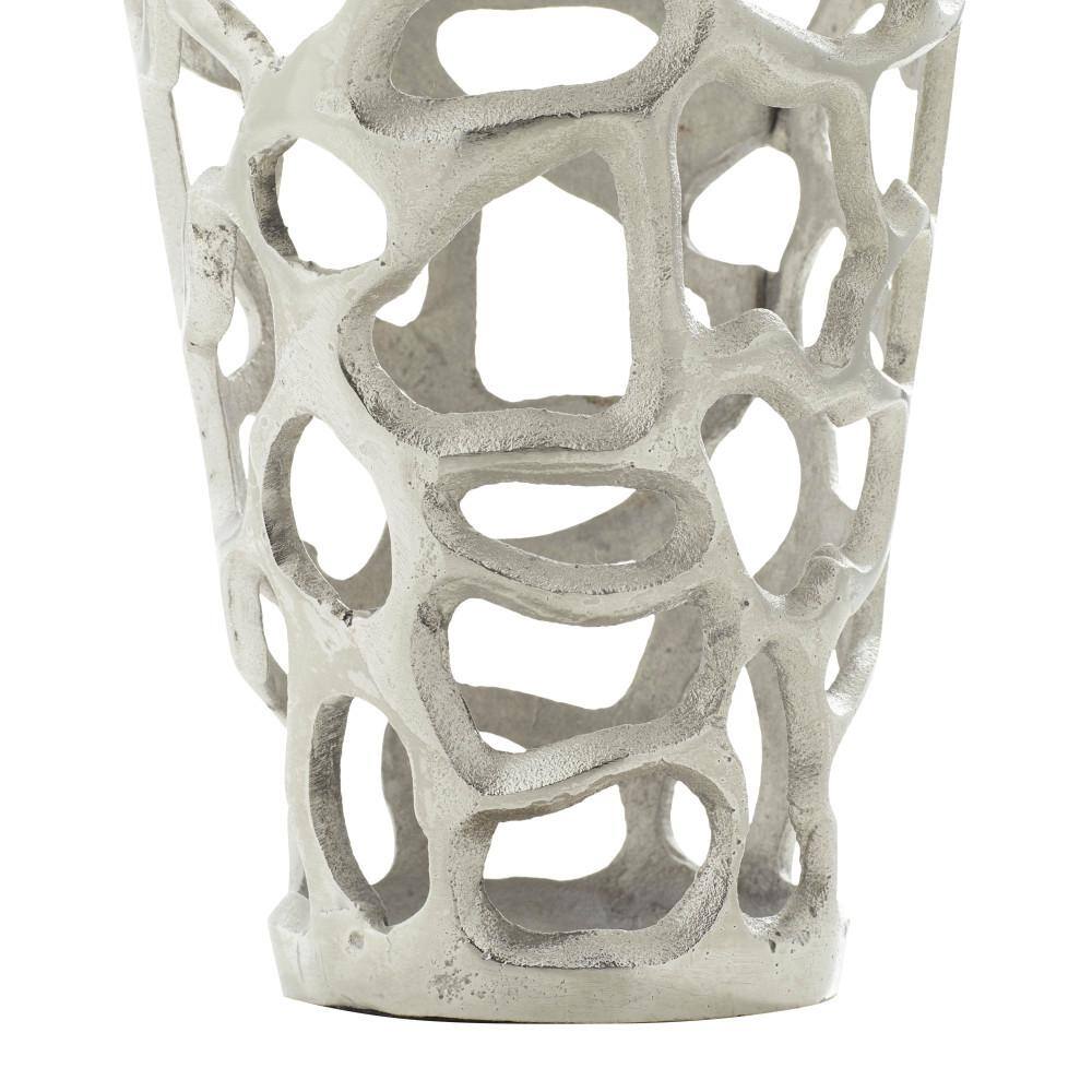 Elegant 19'' Silver Aluminum Bouquet Vase with Hole Design