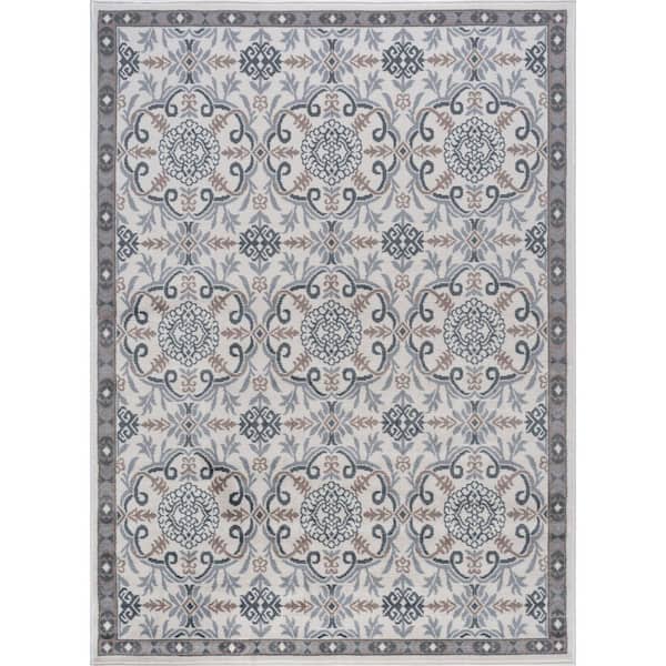 Hampton Brocade Cream 4 ft. x 6 ft. Indoor Area Rug