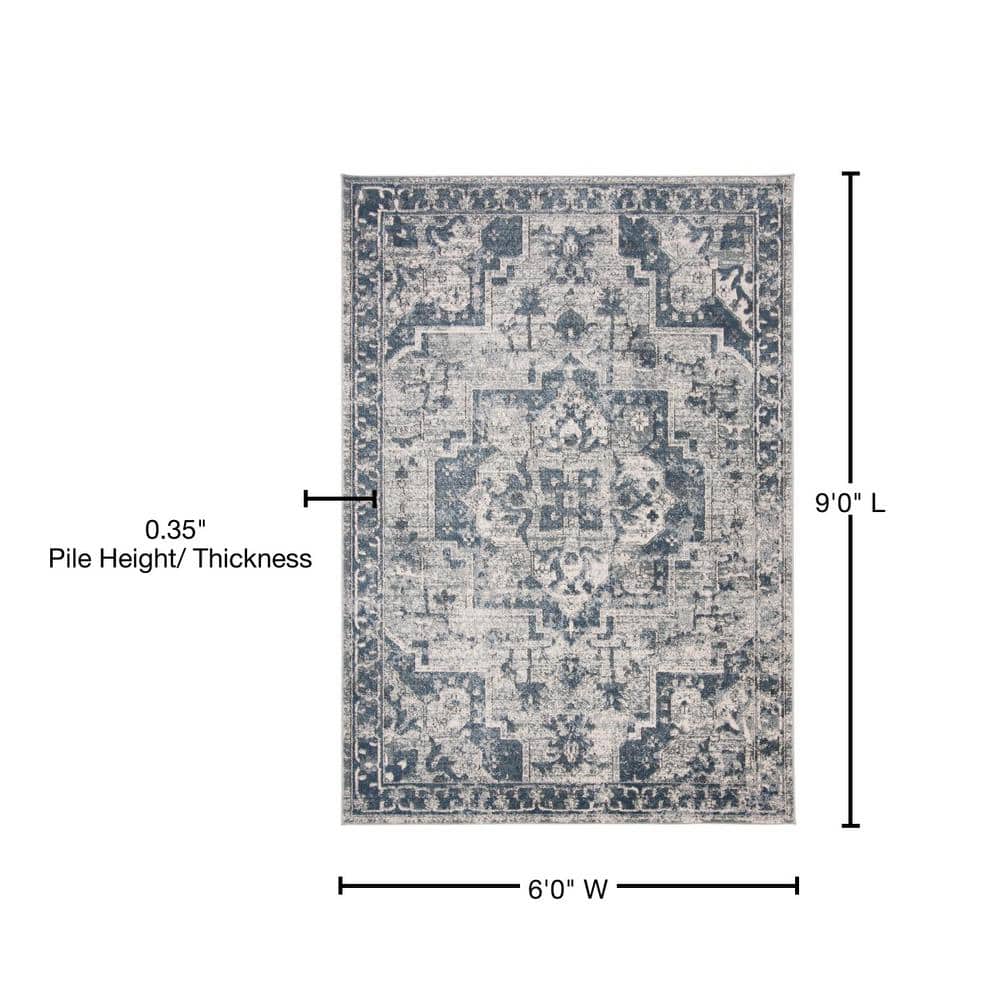 Ivory Medallion 6' x 9' Hand-Knotted Rectangular Synthetic Rug