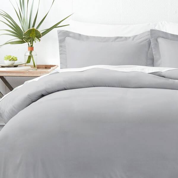 Becky Cameron Performance Light Gray, Solid Gray Duvet Cover Queen