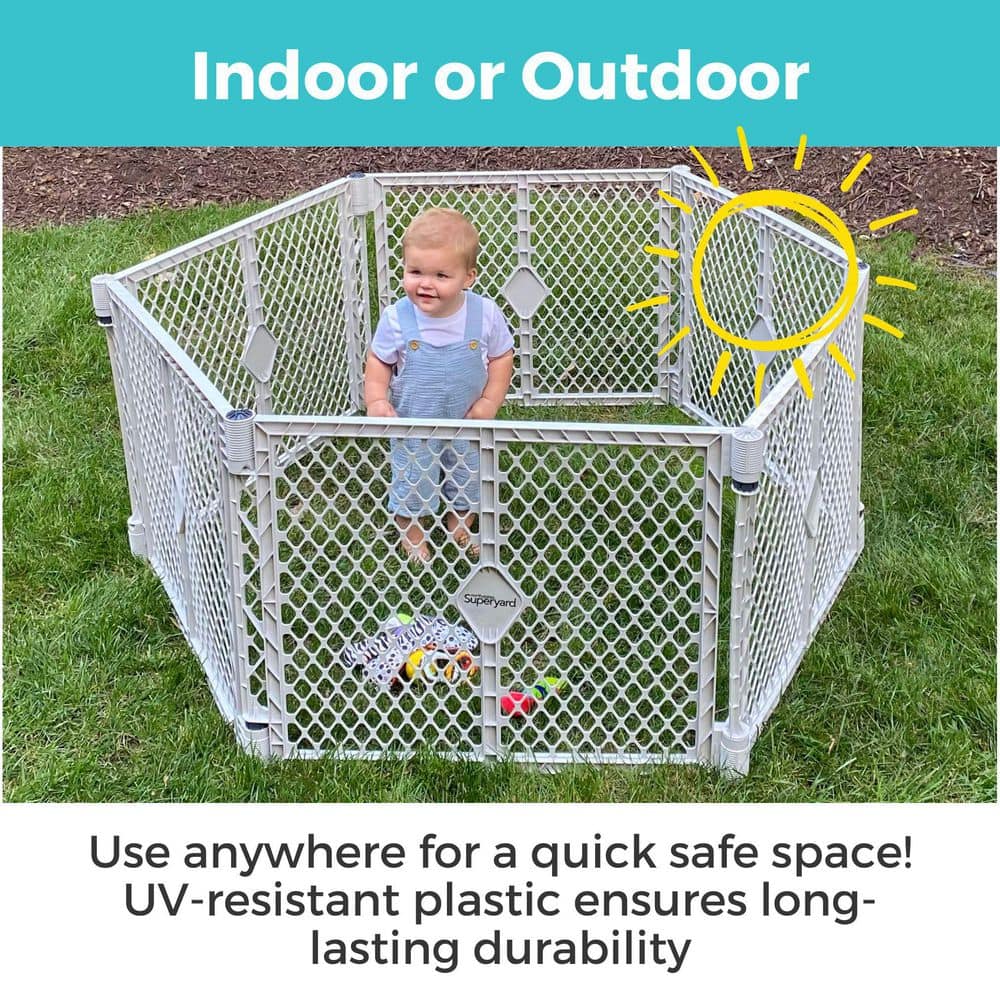 26 in. Superyard 6-Panel Play Yard and Barrier with Wall Mounts