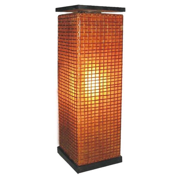 Jeffan Modern Square 39 in. Amber Brown Pedestal Floor Lamp with Natural Rattan Accent-DISCONTINUED