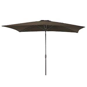 6 ft. x 9 ft. Outdoor Rectangular Patio Market Umbrella with UPF50+, Tilt Function and Wind-Resistant Design, Taupe