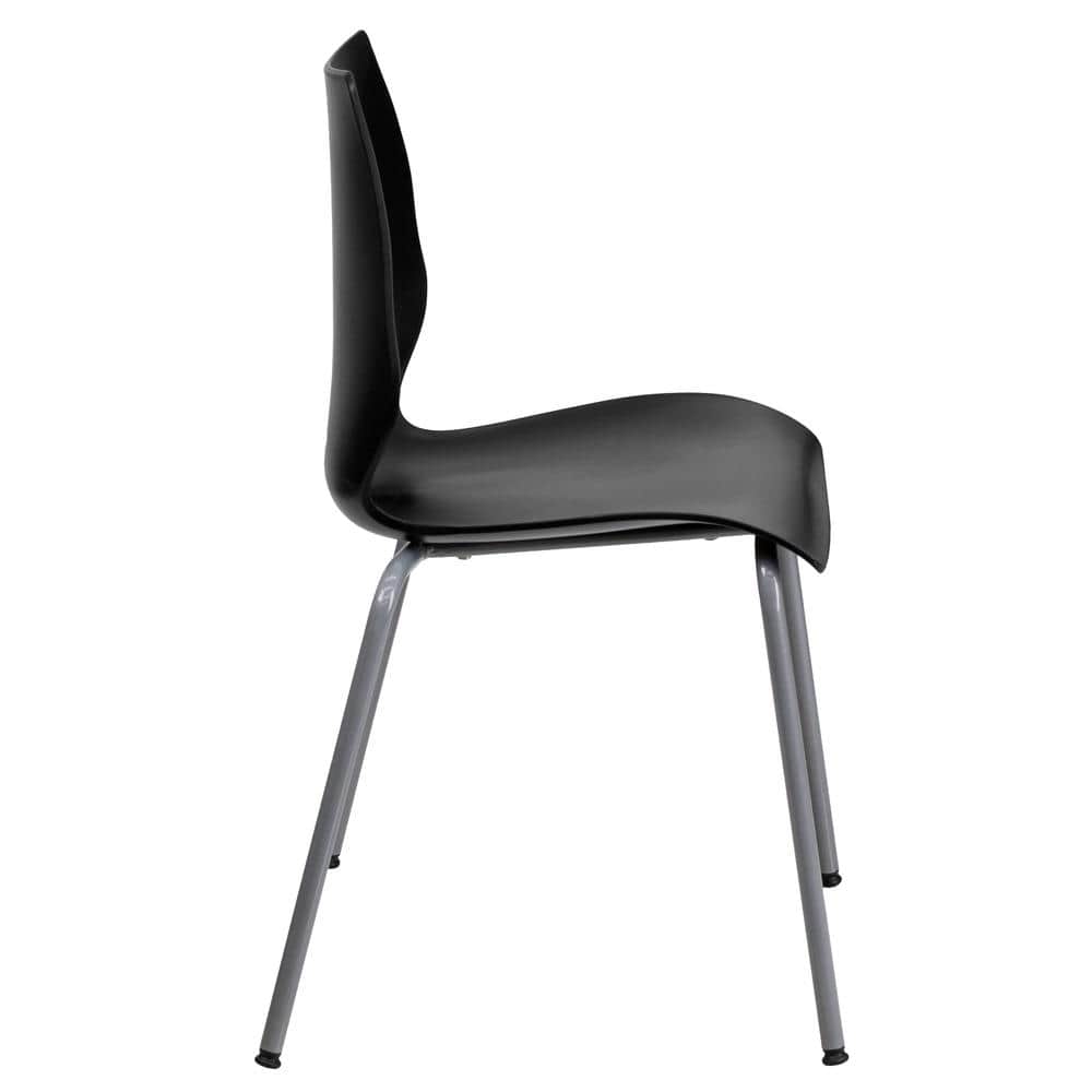 Hercules Series 770 lb. Black Polypropylene Stack Chair with Lumbar Support