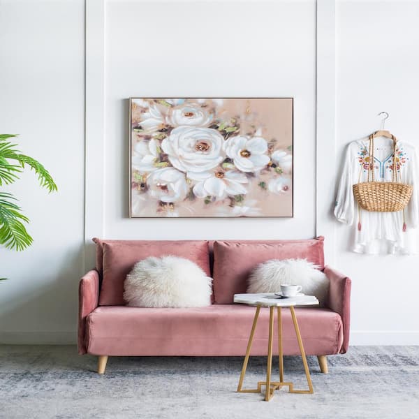 Unbranded Framed Art Print 36 in. x 36 in. Square Wall Art Flower Canvas Print, for Living Room, Kitchen, Foyer, Office