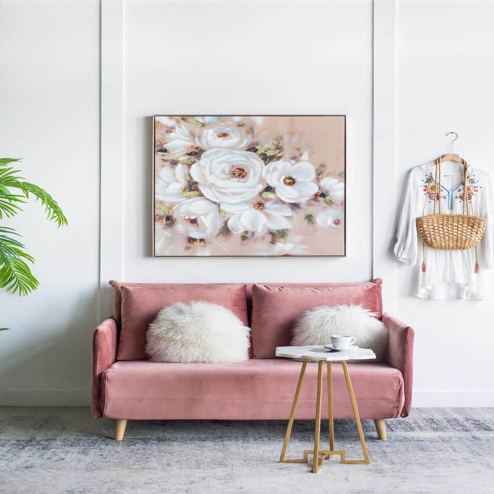 Framed Art Print 36 in. x 36 in. Square Wall Art Flower Canvas Print, for L