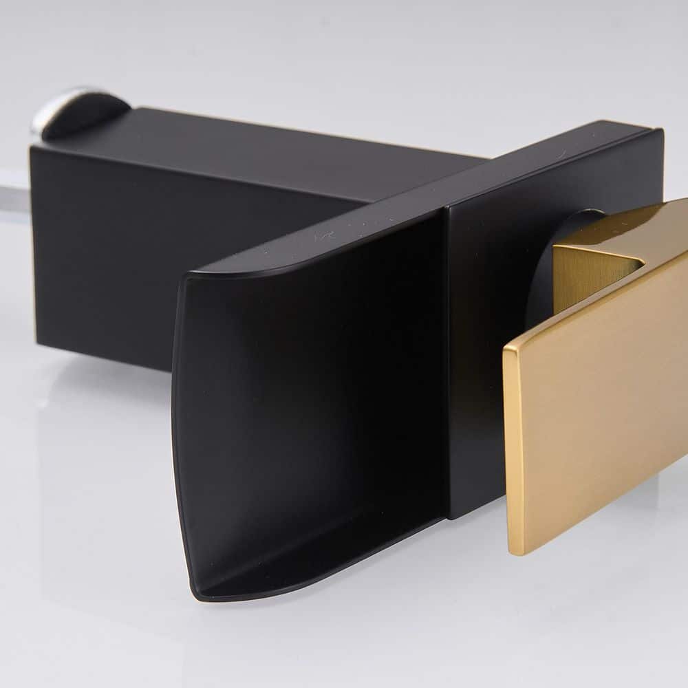 Matte Black and Gold Single-Handle Waterfall Bathroom Faucet