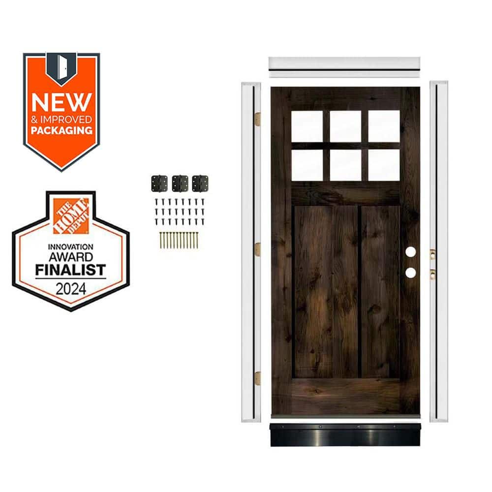 Krosswood Doors 32in.x80in. KnottyAlder LH 6-Lite Clear Glass