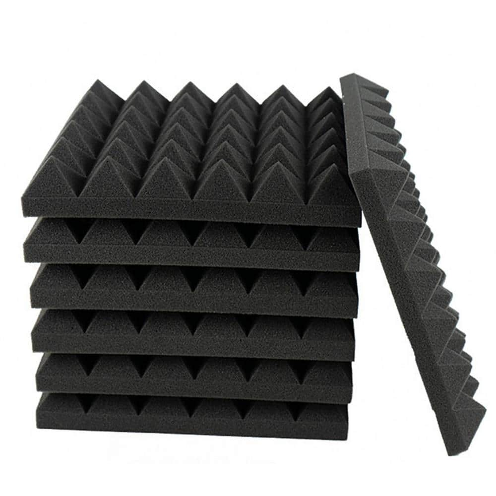 Wellco 1 Ft X 1 Ft X 2 In Sound Absorbing Panels Black Echo Noise Absorbing Foam For 2040