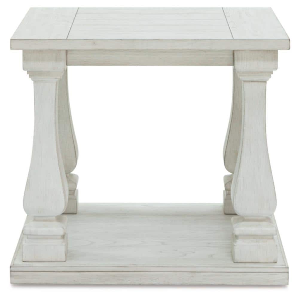 Antique White Rectangular Traditional Wood End Table