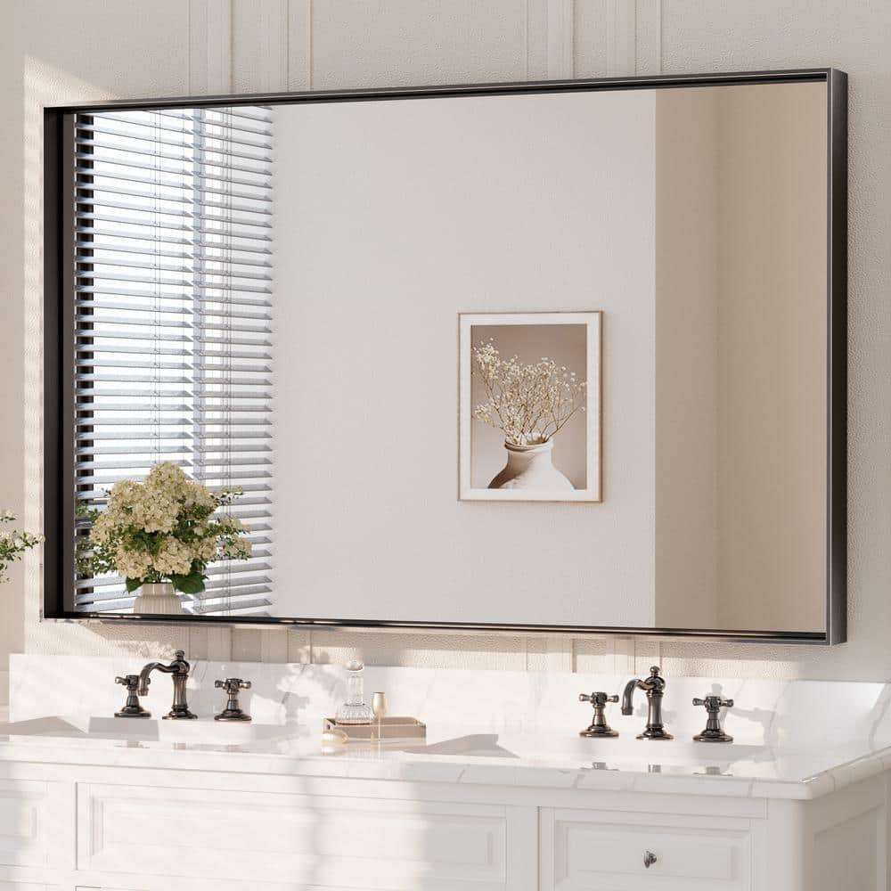 KeonJinn 48 in. W x 30 in. H Rectangular Framed Aluminum Square Corner ...